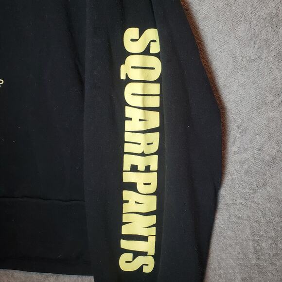 SpongeBob SquarePants Black Cropped Sweatshirt Neon Graphic Y2K Nickelodeon Top - Picture 4 of 8